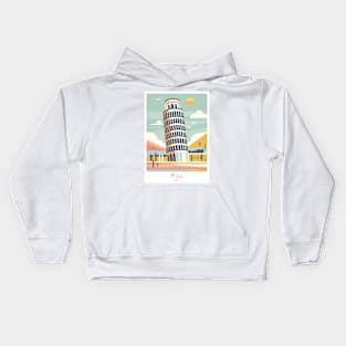 Leaning Tower of Pisa Pastel Panorama Kids Hoodie